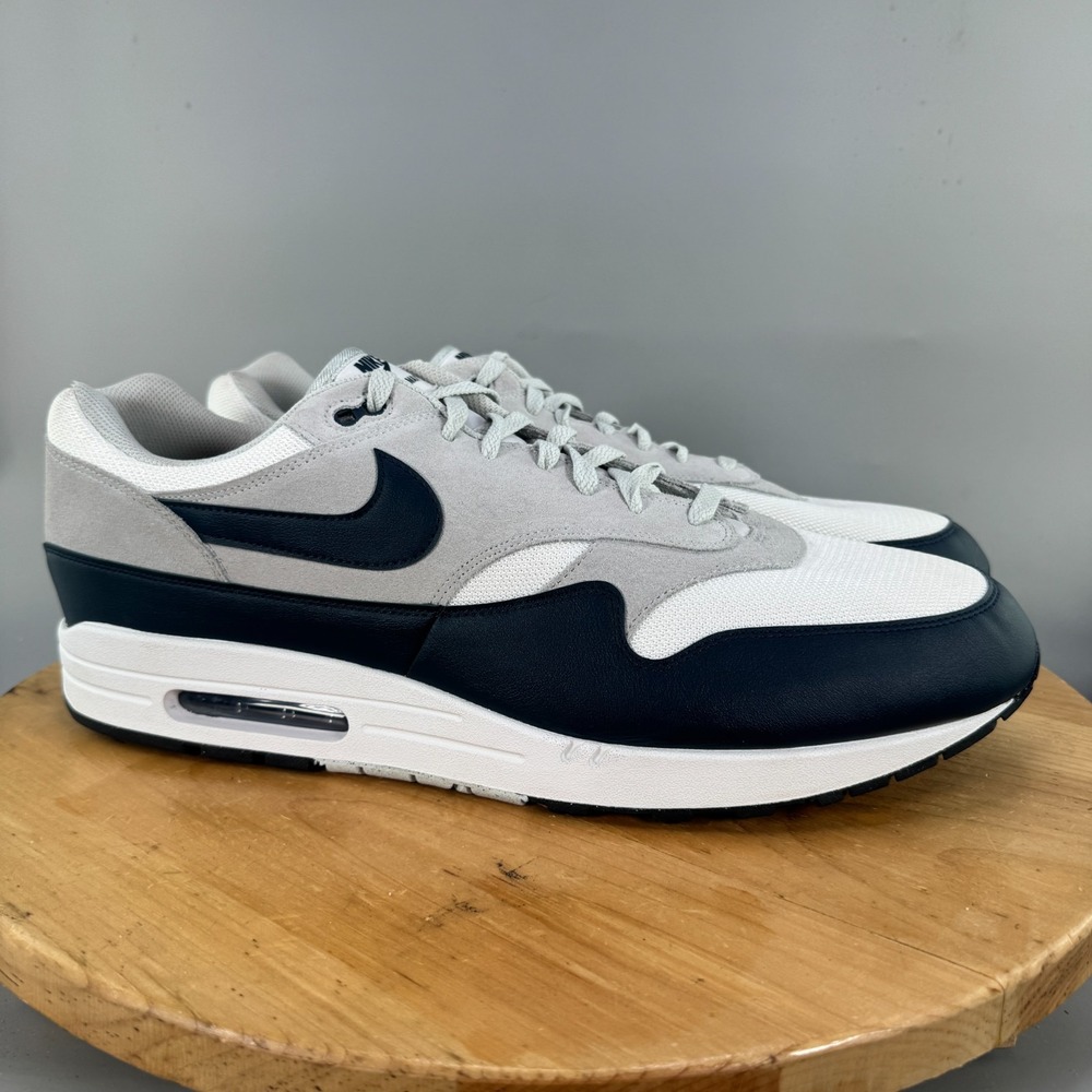 Nike Air Max 1 ESS Mens Size 20 Shoes Summit White Armory Navy Sneakers NEW